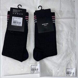 NWT Rapha Black and Pink / Gray Striped Merino Socks Large